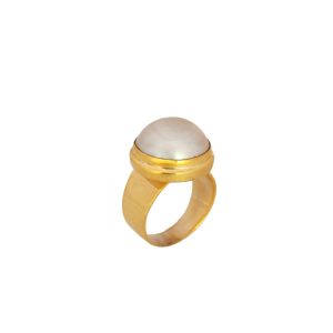 ασημένιο επιχρυσωμένο δαχτυλίδι με μαργαριτάρι